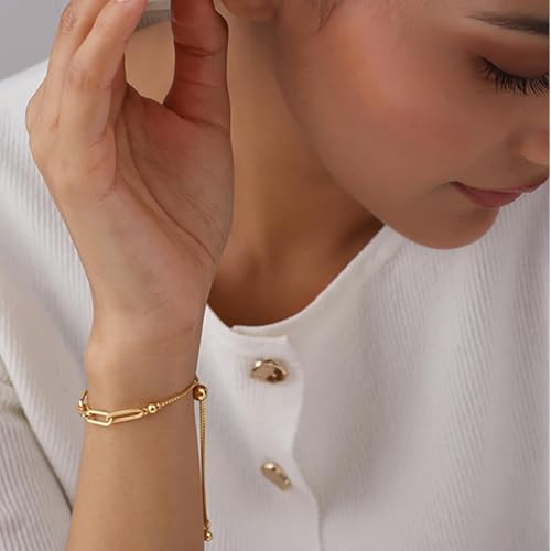 Image of TRUESILVER ACPL 925 Sterling Silver BIS Hallmarked Italian Paperclip Link Sliding Bolo Bracelet for Women and Girls 10 Inches