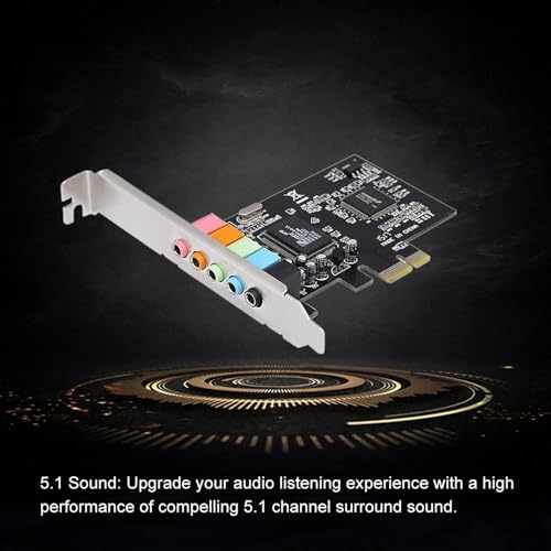 Image of BigPlayer PCI-E 5.1 Channel Sound Card - PCI Express Audio Adapter for Desktop PC Audio Output, Support for Surround Sound, Compatible with Windows 11 /10 /8 /7
