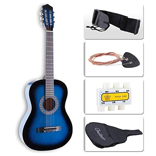 LAGRIMA 38 inch 4/4 Size Beginner Acoustic Guitar Set, Starter Kit with Gig Bag, Capo, Strap, Tuner, Picks & Steel Strings for Kids Adults (Blue)