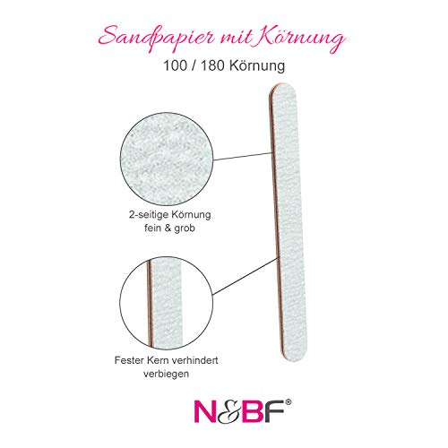 N&BF Profi Nagelfeile gerade 100er Sparset | Doppelseitige grade Nagelfeilen Set zebra | Körnung 100/180 | extra breit… – Bild 5