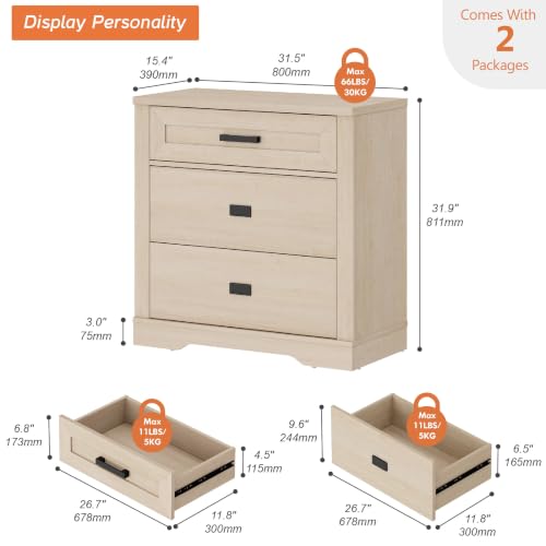 Image of WAMPAT 32-inch Tall Large Wooden Nightstand with Drawers Set of 2