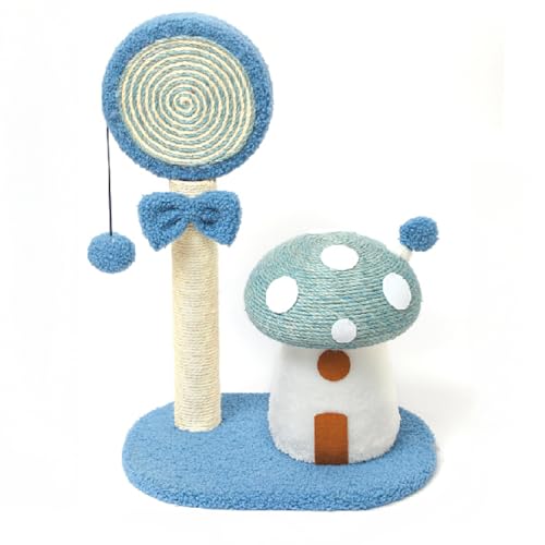 Jshigogo 猫用クライミングフレーム 猫用爪とぎボード 垂直 おもちゃ かわいい キノコ ロリポップ 丈夫 耐久性 安定性 組み立て簡単 室内装飾 (ブルー)