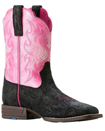 Ariat Youth Outrider, Black Floral Emboss/Painted Peony, 3.5