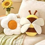 AELS Bumble Bee & Flower Shaped Throw Pillows, Cute Decorative Pillow Set of 2, Summer & Bee Decor for Kids' Rooms, Living Room, Bedroom, Ideal for Cozy Home Accent