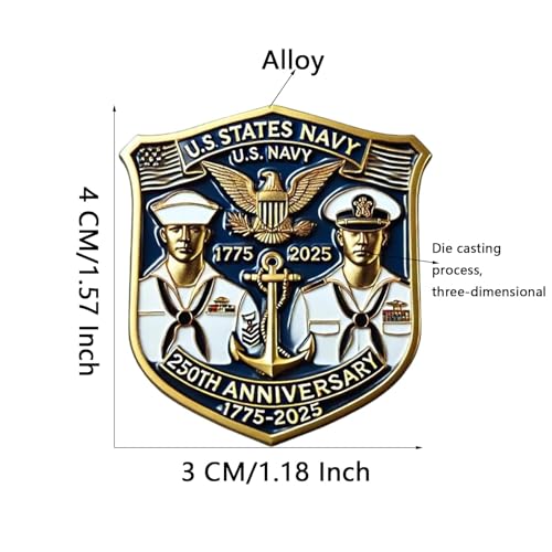 250th Anniversary U.S. NAVY Commemorative Pin, Marine Corps Army Military Emblem Lapel Alloy Button Brooches Veteran Collection Gift Jewelry2