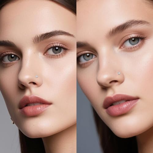 D.Bella Nose Rings 10Pcs 18G Nose Screw Rings Studs Surgical Steel Piercing Jewelry 2mm Clear CZ Silver4