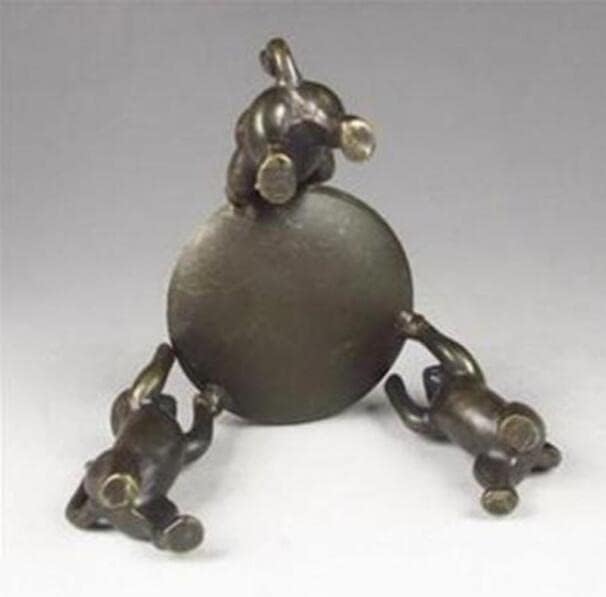 真鍮 急須 東洋彫刻 総高4cm 細密彫刻 猫形 茶蓋置く 置物 民芸品 茶托 【ちょうちょ】 茶道具 インテリア