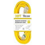 YOJOE 30 Foot Yellow Extension Cord, Lighted Outdoor 12/3 Cord, 12 Gauge 3 Prong SJTW Heavy Duty Ext