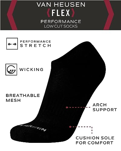 Van Heusen Mens Low Cut Socks - 6 Pack Moisture Wicking Performance Stretch Breathable Athletic Ankle Socks for Men (6-12.5)3