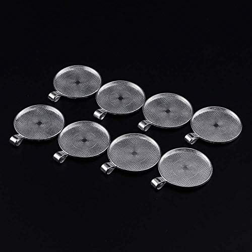 TSKDKIT 50 Pcs Silver Pendant Trays 25mm Round Bezel Pendant Trays for Jewelry Making, Anti-Oxidation Silver Blank Pendant for Craft DIY