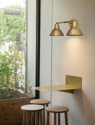 Image of Yosoan 2 Lights Brass Metal Vintage Wall Sconce, Hardwired Indoor Split Bowl Design Wall Mount Lamp Farmhouse Lighting Fixture for Vanity Living Room Kitchen Hallway Home Decor(Antique)