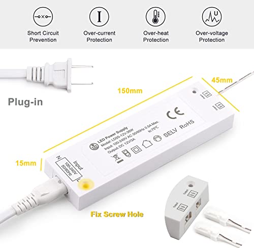 Image of VST 36W LED Power Supply, AC 100-240V to 12V DC Low Voltage Transformer with JST Connector Ports, White Lighting Adapter for Strip and Cabinet Lights, ETL Listed