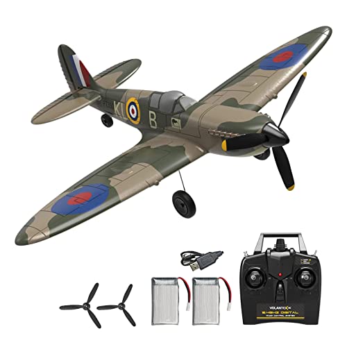 Spitfire RC Flugzeug, Spielzeug mit Segelflugzeug Ferngesteuert 4 Kanal Funkgesteuertes Flugzeug für Anfänger Spannweite 6-Achsen 761-12 Spitfire RC Warbird für Erwachsene und Kinder Cover