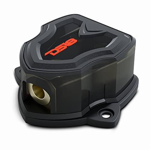Image of DS18 DB1024 Distribution Ground Block - 1 x 0GA in / 2 x 4GA Out, Nickle Plated Internal Materials, High-Strength Heat Resistant Plastic Housing, Oversized Screws for Secure Connections (1 in 2 Out)