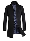 sulandy Men's Wool French Front Slim Fit Long Business Coat and Jacket