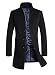 Sulandy Men's Wool French Front Slim Fit Long Business Coat and Jacket