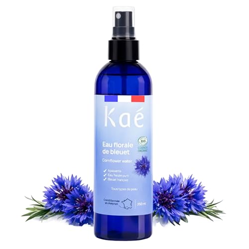 KAÉ Eau Florale de Bleuet 98,8% Naturelle - Démaquillant Yeux Sensibles - Lotion Tonique Visage Apaisante - Décongestionne le Contour des Yeux - Hydrolat...