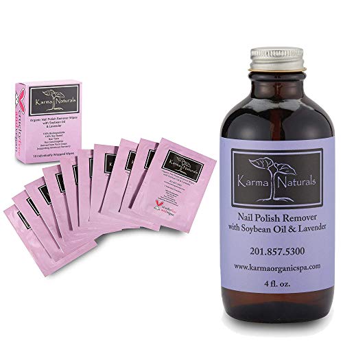 Karma Nail Polish Remover Wipes and Natural Soybean Lavender Remover Nontoxic Vegan Cruelty Free
