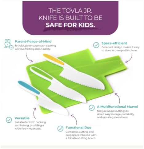 Miniatura 2 de TOVLA JR. Juego de cuchillos Montessori y tabla de cortar plegable para niños cuchillos de cocina de seguridad para niños en 3 tamaños y