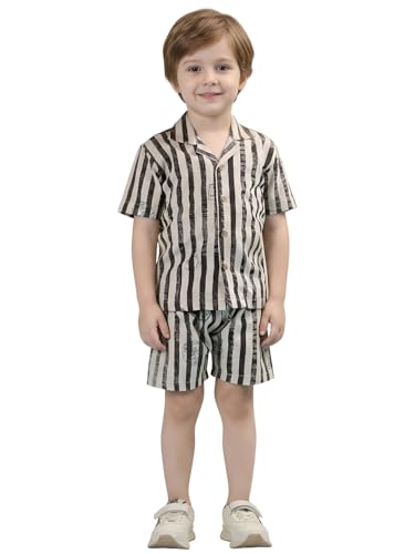 Image of POLKA TOTS 100% Cotton Half Sleeve Shirt and Shorts Combo for Boys | Co-Ord Set for Kids | Summer Wear Dress for Toddlers | Breathable & Skin-Friendly Boys Clothes | Trendy Summer Outfit & Beach Wear
