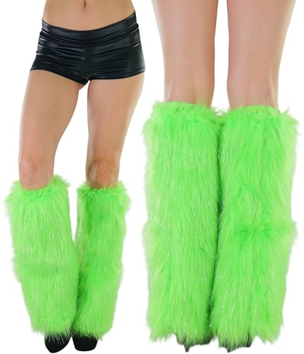 Image of ToBeInStyle Women's Faux Vibrant Fur Retro Daring 60' Inspired Ravewear Knee High Leg Warmers