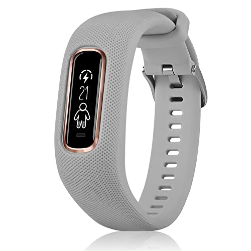 C2D JOY Correa de TPU compatible con Garmin Vivosmart 4, rastreador de actividad y fitness (gris) mediano