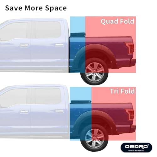 Oedro MAOA-0030 Quad Fold Tonneau Cover Soft Truck Bed Covers Compatible thumb #3