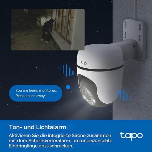 TP-Link Tapo C510W Kameraüberwachung aussen, WLAN IP Kamera, 360° Schwenk-/Neige, 2K Auflösung, Vollfarbige Nachtsicht, IP65 wasserdicht… – Ansicht 6