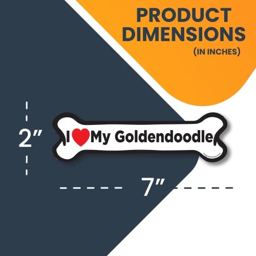 Image of I Love My Goldendoodle Dog Bone Car Magnet 2x7 Inch, Dog Lover Gift