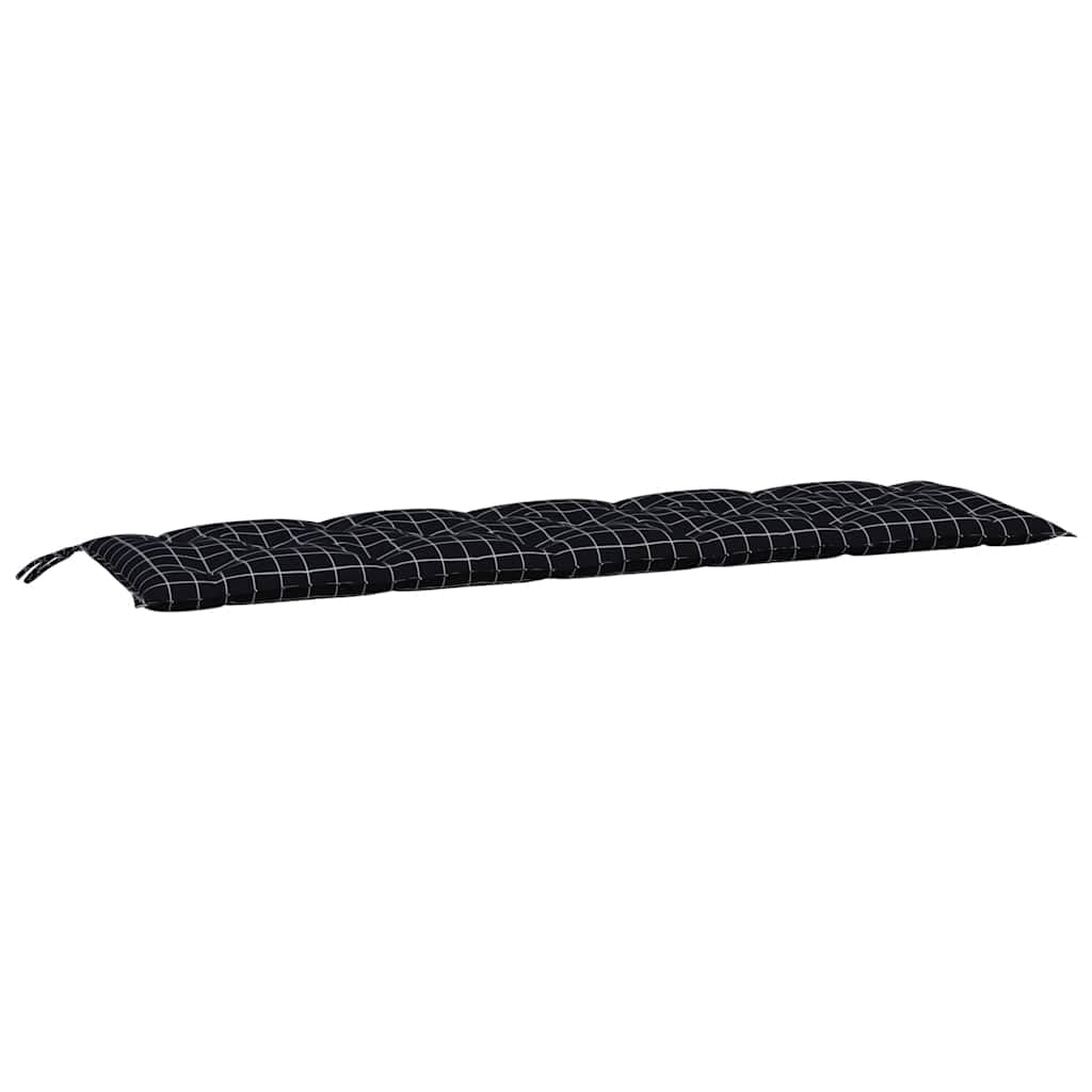 Nakładki na ławkę ogrodową, zestaw 2 szt., czarne wzory karo, z tkaniny Oxford, 180 x 50 x 7 cm, wyściełane, antypoślizgowe, ze sznurkami do wiązania, na taras, krzesło ogrodowe i ławki do