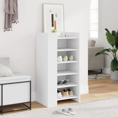 Armoire à chaussures blanche 52 cm meuble rangement angle bois