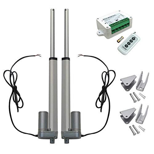 DCHOUSE 2 Stücke 12 V 250mm Heavy Duty Hub Linearaktuator 150 KG-Maximum Lift Motor Drahtlose Fernbedienung Kit mit Montagehalterungen (1500N 10 zoll) Cover