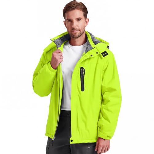 Image of Men's Winter Skiing Jacket Waterproof Warm Snow Fleece LiningCoat Mountain Hooded Windproof Rain Jacket S-6XL