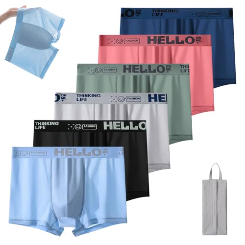 Hello Ice Underwear For Men, Cooling Breathable No-Show Boxer Briefs, Lightweight Seamless Stretch Trunks