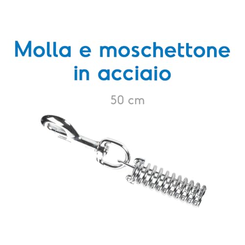 Record, Three Strand Handle, Leather Lead with Spring and Steel Snap Hook, Size S, Length 50 cm, Black and Beige - Image 2