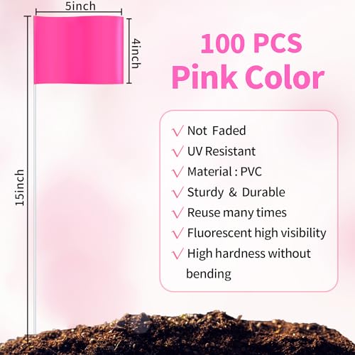 Zozen Pacote com 100 bandeiras de marcação, bandeiras de marcação rosa - 38 x 12 x 12 cm, bandeiras