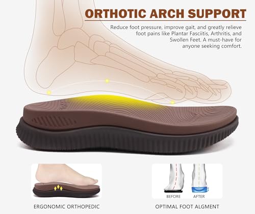 Image of KuaiLu Mens Orthotic Cushion Flip Flops Athletic Recovery Walking Sandals | Men's Lightweight Beach Sport Slides for Man Water Resistant Soles, Soft Comfort Fit & Arch Support