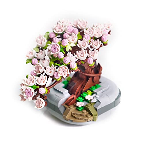 Tosbes Sakura Baum Bausteine, 426+ Stück Verfärbt Topfpflanzen Modell Bausatz, Kreative Bonsai Blume, Botanik Kollektion… – Bild 3