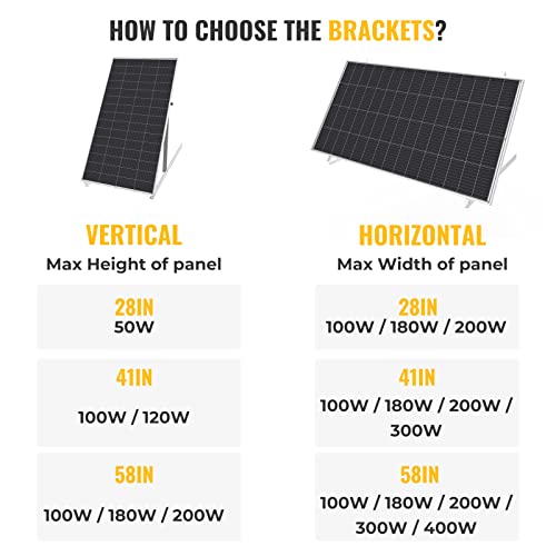 Image of BougeRV 41in Adjustable Solar Panel Tilt Mount Brackets with Foldable Tilt Legs, Solar Panel Mounting Support up to 180 200 300 Watt Solar Energy Panel for Roof, RV, Boat, and Off-Grid
