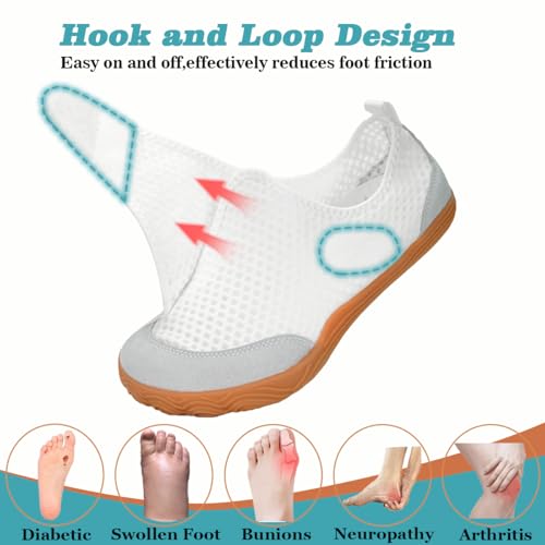 Sisttke Womens Mens Wide Width Diabetic Shoes Comfortable Arch Support Orthopedic Slippers Breathable Adjustable Diabetic Slippers House Shoes for Arthritis Edema Swollen Feet4