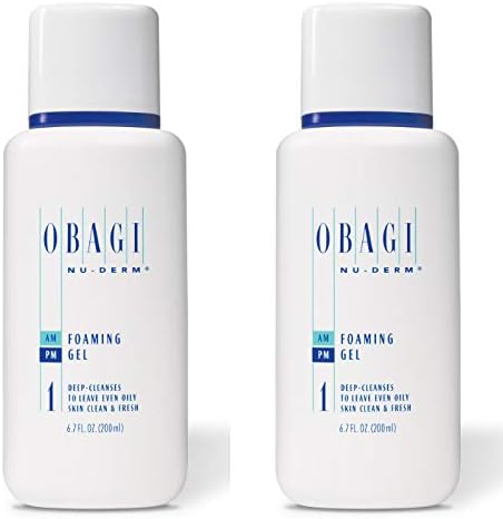 Obagi Nu-Derm Foaming Gel, Soothing Formula Made with Aloe–Foaming Daily Facial Cleanser Deep Cleanses and Removes Makeup and Dirt to Leave Normal to Oily Skin Clean and Fresh, 6.7-FL, Oz. Pack-of-2