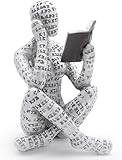 inheming Reading Figurine Bookshelf Decor, Creative Abstract Thinker Statue, Home Office Modern Shelf Desk Book Decoration