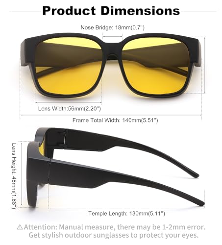 FEISEDY Night Vision Glasses Fit Over Glasses for Men Women,Polarized Sunglasses Driving Photochromic Sun Glasses B01992