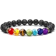 Chakra Bracelet for Women Lava Rock - Natural Lava Rock Bracelet Stone Bead Chakra Bracelets for Women, Mens Stress Relief Yoga Bracelet Anxiety Bracelet Aromatherapy Essential Oil Diffuser Bracelet