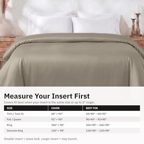 Image of California Design Den Duvet Cover King Size Only - 400 Thread Count, 100% Cotton Sateen, Soft King-Size Duvet Covers, Button Closures, Corner Ties, Durable Bedding - Taupe