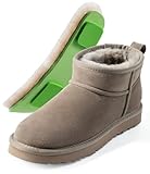 MelSyd Sheepskin Mini Boots Womens: -22℉ Thermal Insulated Ankle Booties Daily Comfort - Waterproof Suede Breathable Winter Shoes for Professional Women Urban Commute & Office Wear‌ - Olive Size 8