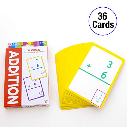 Image of BAZIC Products Addition Flash Cards, 36 Cards, Self-Checking, 2-Pack