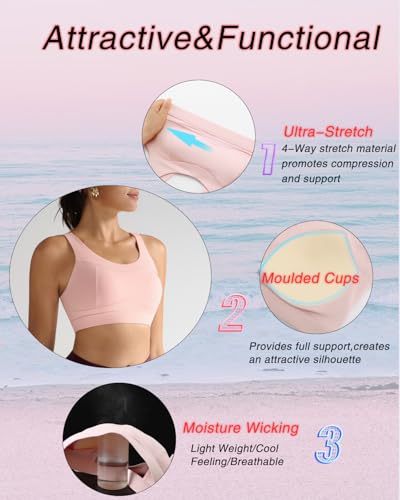 Image of RUNNING GIRL High Impact Sports Bras for Women,Racerback Running Bra Workout Crop Tank Tops Longline Sports Bra Push up