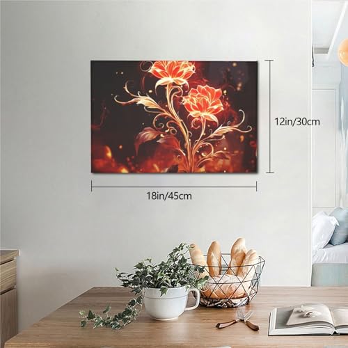 Toile murale fleurs de feu, affiche décoration salon 45cm - 6