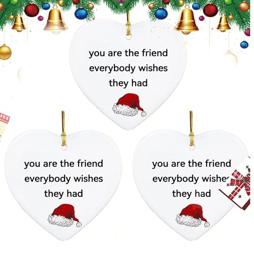 Divertidos adornos navideños con forma de corazón para árbol de Navidad | Colgante plano de acrílico en forma de corazón para el interior del coche, decoración navideña única para fiestas en el hogar